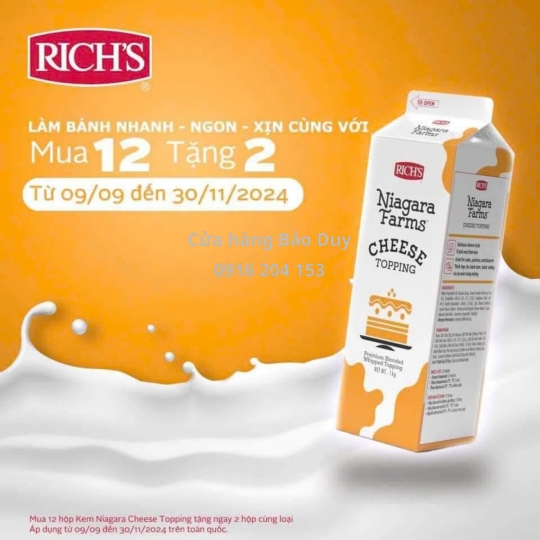 Kem Phô Mai Trang Trí & Làm Bánh Cao Cấp Rich's Niagara Farms